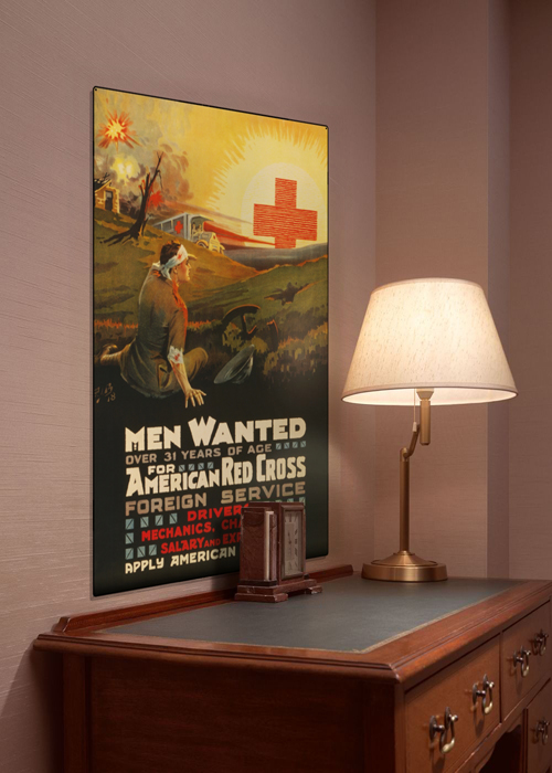 WWI Poster Art Decor Red Cross Men Wanted Steel Metal Vintage Image Wall Decor Art DISPLAY 1