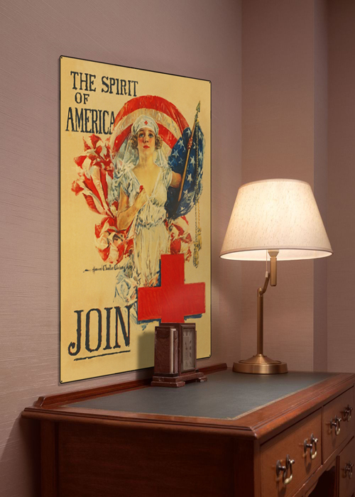 WWI Poster Art Decor Red Cross Spirit of America Steel Metal Vintage Image Wall Decor Art DISPLAY 1