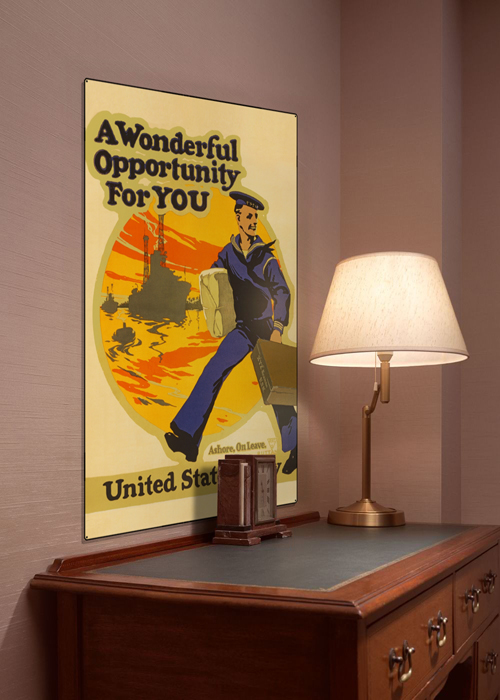 WWI Poster Art Decor USN US Navy Opportunity Steel Metal Vintage Image Wall Decor Art DISPLAY 1