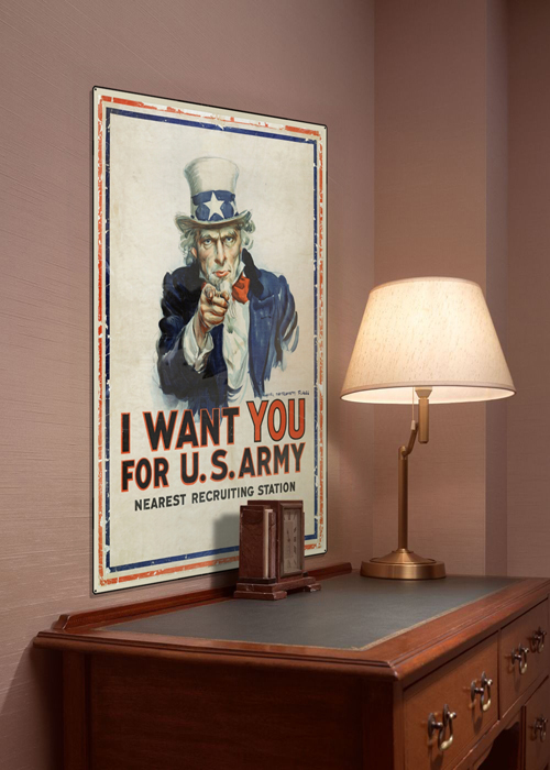 WWI Poster Art Decor Uncle Sam I Want You For US Army Steel Metal Vintage Image Wall Decor Art DISPLAY 1