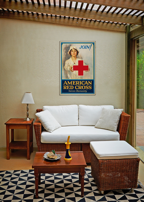 WWI Poster Art Decor Red Cross Serves Humanity Steel Metal Vintage Image Wall Decor Art DISPLAY 2