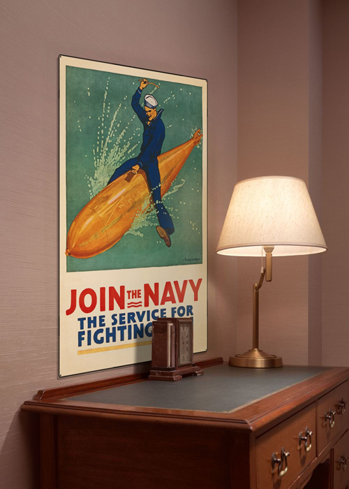 WWI Poster Art Decor Join the Navy Torpedo US Sailor Steel Metal Vintage Image Wall Decor Art DISPLAY 1