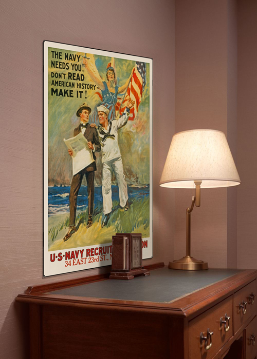 WWI Poster Art Decor US Navy Needs You Steel Metal Vintage Image Wall Decor Art DISPLAY 1