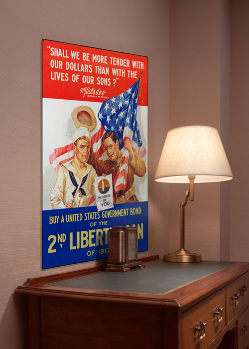 WWI Poster Art Decor 2nd Liberty Loan 1917 Steel Metal Vintage Image Wall Decor Art DISPLAY 1