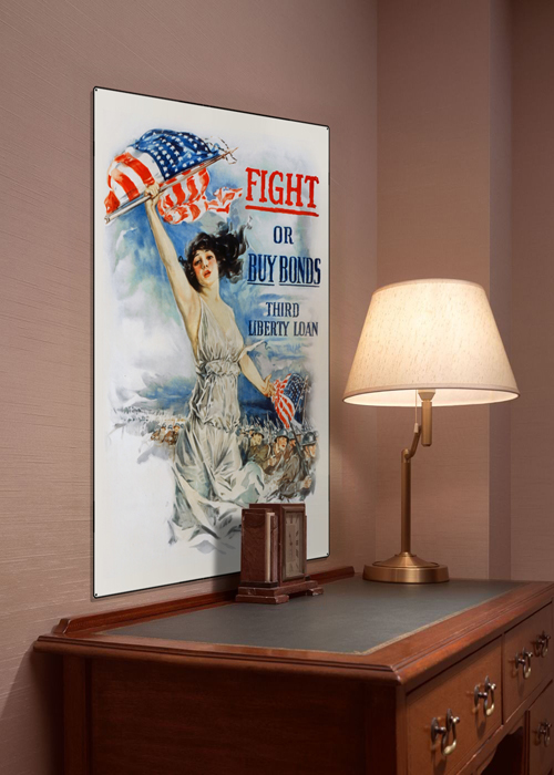 WWI Poster Art Decor Fight or Buy Bonds Steel Metal Vintage Image Wall Decor Art DISPLAY 1