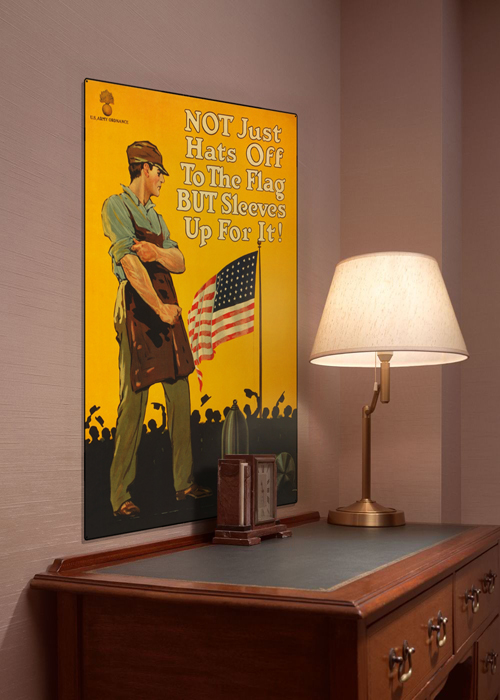 WWI Poster Art Decor Sleeves Up For The Flag Steel Metal Vintage Image Wall Decor Art DISPLAY 1