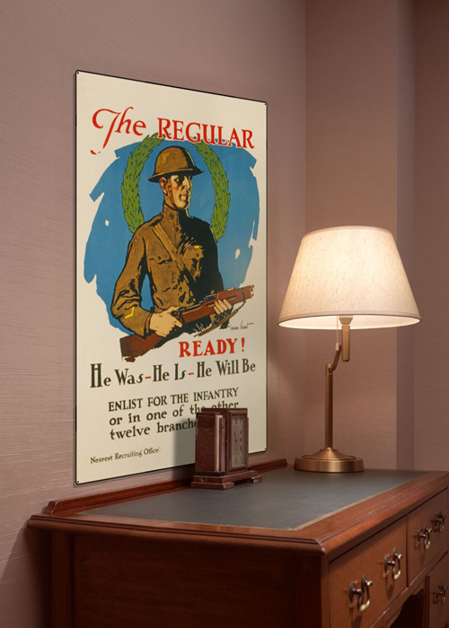 WWI Poster Art Decor Enlist For the Infantry US Army Steel Metal Vintage Image Wall Decor Art DISPLAY 1
