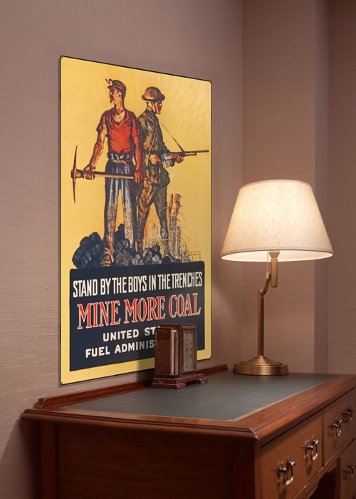 WWI Poster Art Decor Fuel Administration Coal Mining Steel Metal Vintage Image Wall Decor Art DISPLAY 1